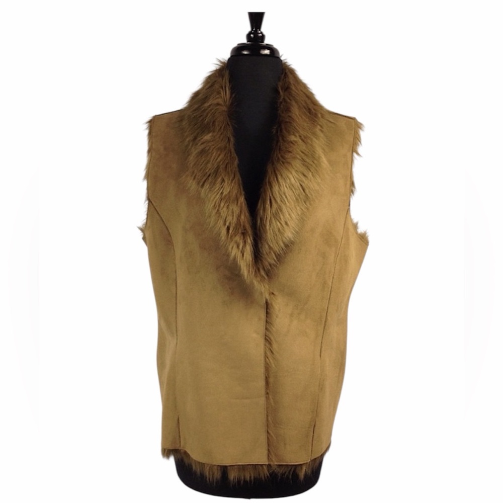 INC Faux Fur & Suede Vest
